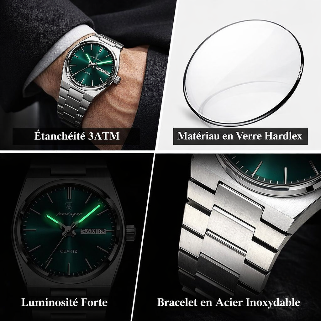 SenHappy–POEDAGAR 42MM Acier Inoxydable – Élégance & Prestige à Prix Accessible ⌚🔥